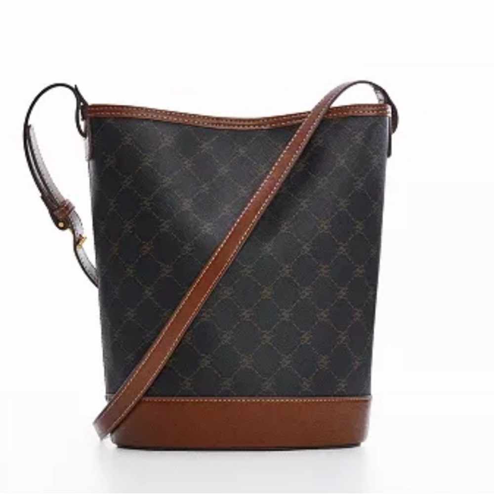 Mango Logo Brown Bucket Bag